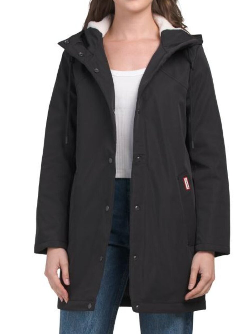 HUNTER Billie Mid Length Hooded Rain Jacket